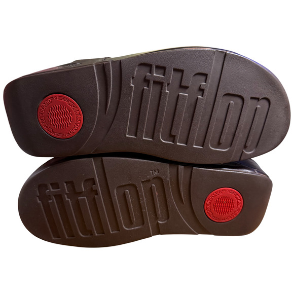 Fitflop Pietra Sandals Women 41/US9 Brown Jeweled Leather Thong Slides Comfort - Picture 14 of 16